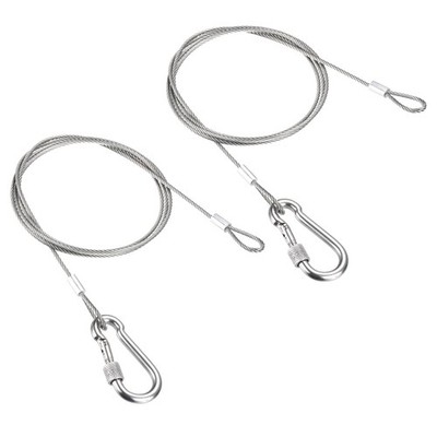 2.5mmx1m(3.3Ft) Sicherheit Kabel Sperre Draht mit Schnapphaken 2Pack