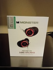 Monster Achieve 100 Airlinks Wireless Bluetooth Earbuds Black Red   Sealed New  