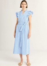 Free Assembly Women's and Womens Ruffle Cotton Midi Shirtdress, Size XL