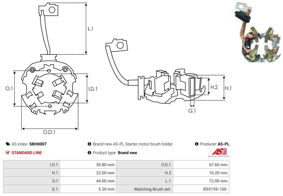 As-Pl Halter, Kohlebürsten Sbh0007 - Bild 5