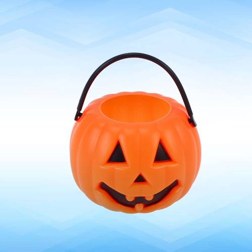 Cubo de caramelos de Halloween portátil naranja calabaza cubo niños truco o - Imagen 5 de 11