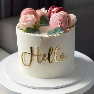 Acryl Kuchen Anhänger | ''Hello Baby'' Größen 5'' 6'' 7''