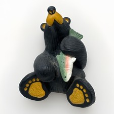 Bearfoots Jeff Fleming:  Tom  Black Bear Holding Trout Fish Resin Figurine