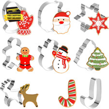 8PCS Christmas Cookie Cutters, Holiday Metal Cookie Cutters Christmas Shapes-Gin