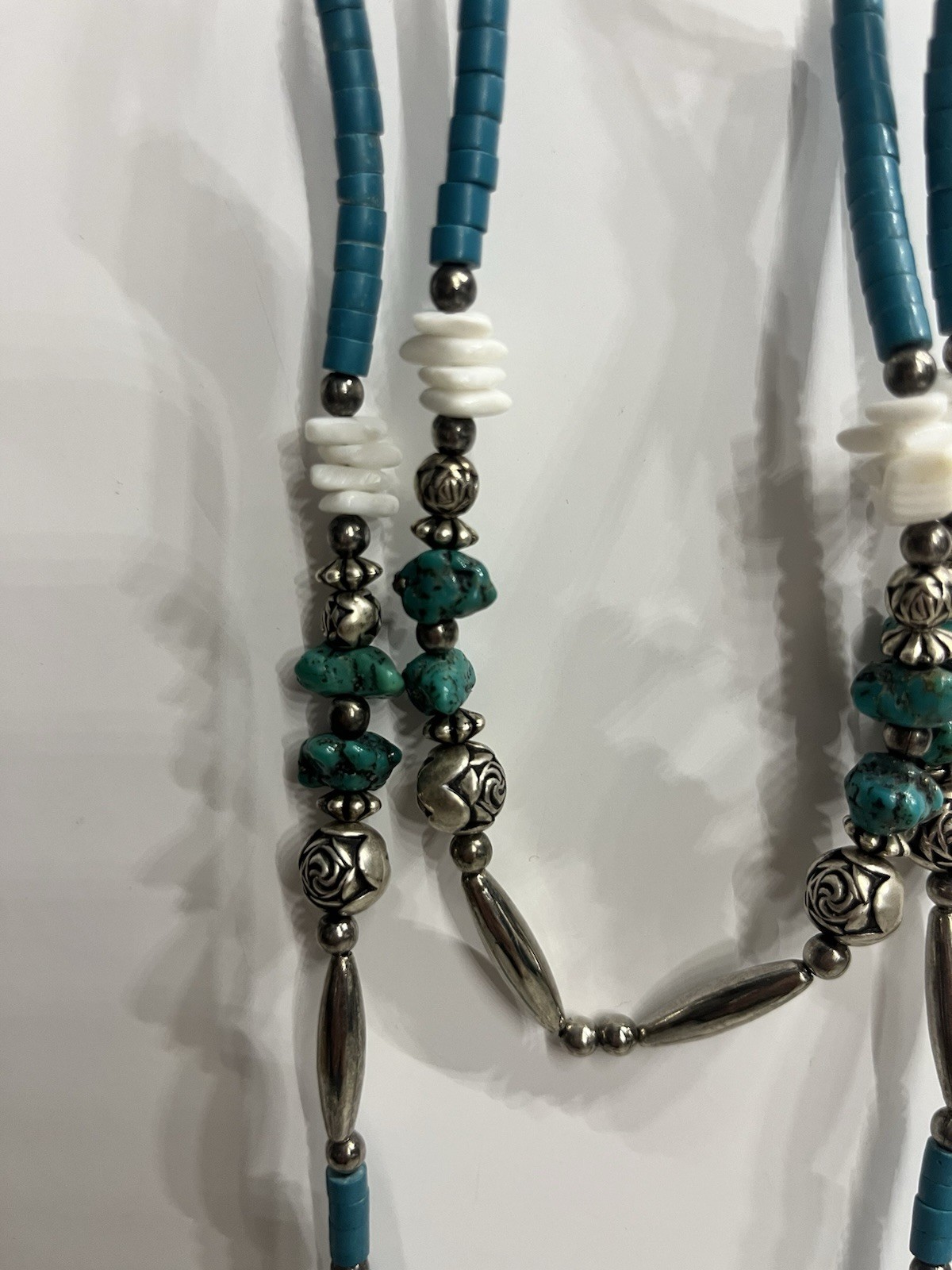 Authentic Turquoise Silver Beaded Double-Stacked … - image 2