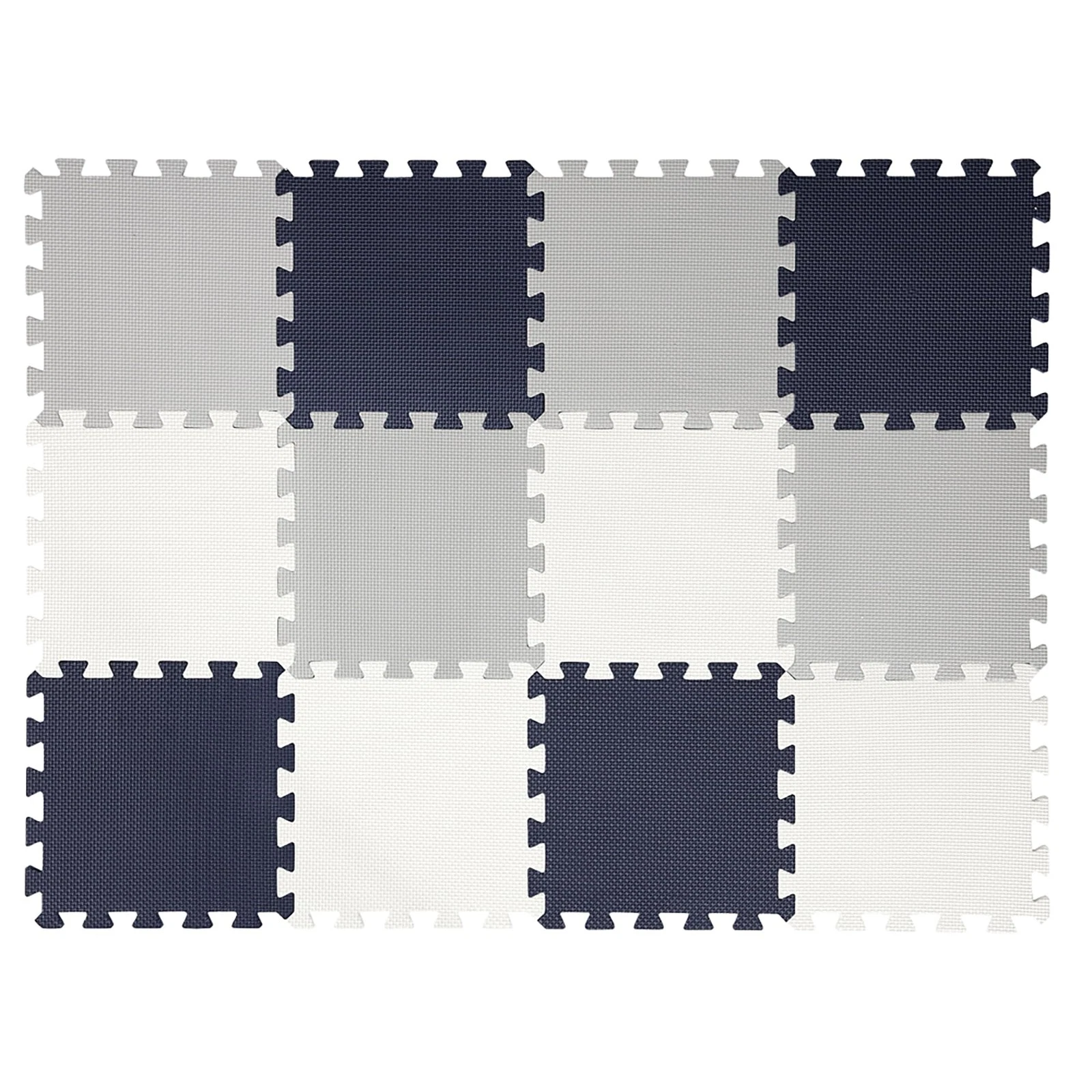 : 12 Soft Foam Floor Puzzle Tiles - Black-Grey-White - 12" Interlocking Mat P...
