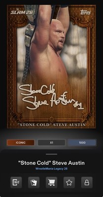 DIGITAL TOPPS WWE SLAM Steve Austin LEGACY 26 ICONIC WOOD SIGNATURE Read