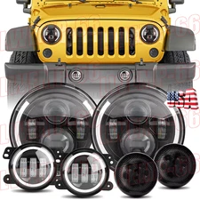 2007-2018 for Jeep Wrangler JK Combo 7" Round Led Headlights Fog Lamps Turn Set