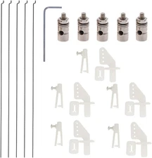 5 Sets Nylon Control Horns + Steel PushRods + Pushrod Connector Linkage... 