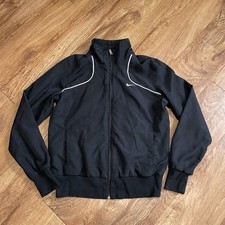 Nike Mesh Lined Black Track Jacket Women Medium Full Zip Windbreaker Workout Jog