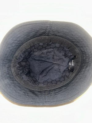 Gucci Black Bucket Hat Green Red Stripe Women's Size M Fabric Logo