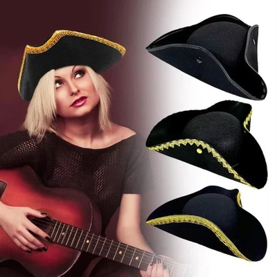 Cosplay Pirate Hat Captain Hat Adult Tricorn Hat Jack Hat Costume Accessories