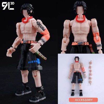 9L3D One Piece Monkey D. Luffy Lucky 13 Multi-Jointed 3D Printed