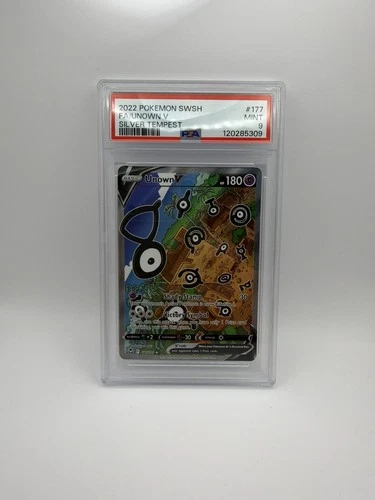 2022 Pokemon Sword & Shield SWSH Full Art Unown V Silver Tempest #177 PSA 9