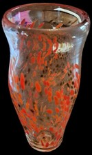 Art Glass Vase Handblown Vintage MCM Retro Confetti Murano-style Heavy Unique