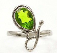 Natural Peridot 925 Solid Genuine Sterling Silver Ring Sz 8 B7-6