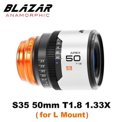 BLAZAR APEX 50mm T1.8 1.33X S35 Prime AutoFocus Anamorphic Cine Lens for L Mount