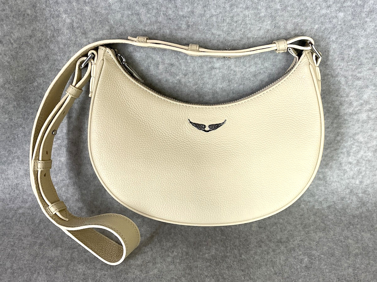 Bolso de Hombro Zadig & Voltaire New Moonvibe Flash Cuero Guijarro Crudo