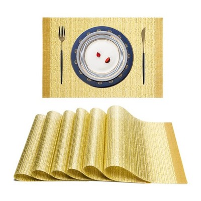 6 PCS Placemats Plastic Vinyl Washable Heat Resistant Durable PVC NonSlip Gold