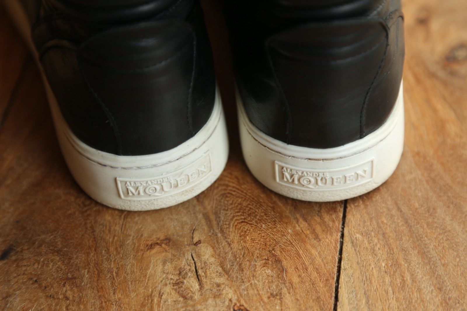 Alexander McQueen For Puma Black Leather Hi Tops Trainers Sneakers Mens UK 7 thumbnail 9