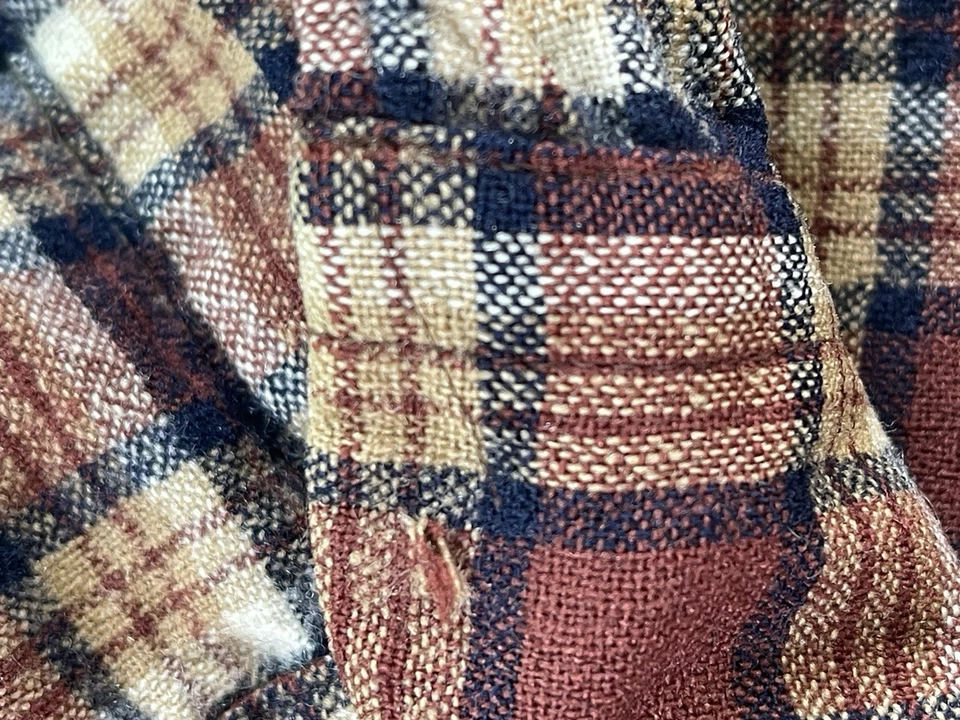 Vintage 60s Pendleton Board Shirt Men Large Wool Brown Plaid Loop Collar - Image 4 of 4