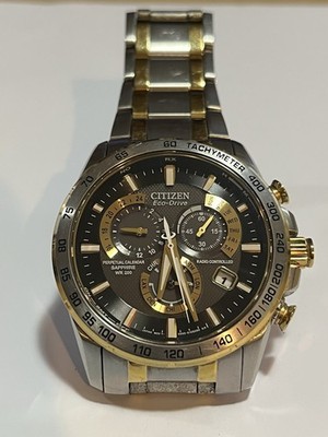 Citizen Eco Drive Men s CHRONO A-T Alarm Radio Controlled 2Tone Watch AT4004-52E