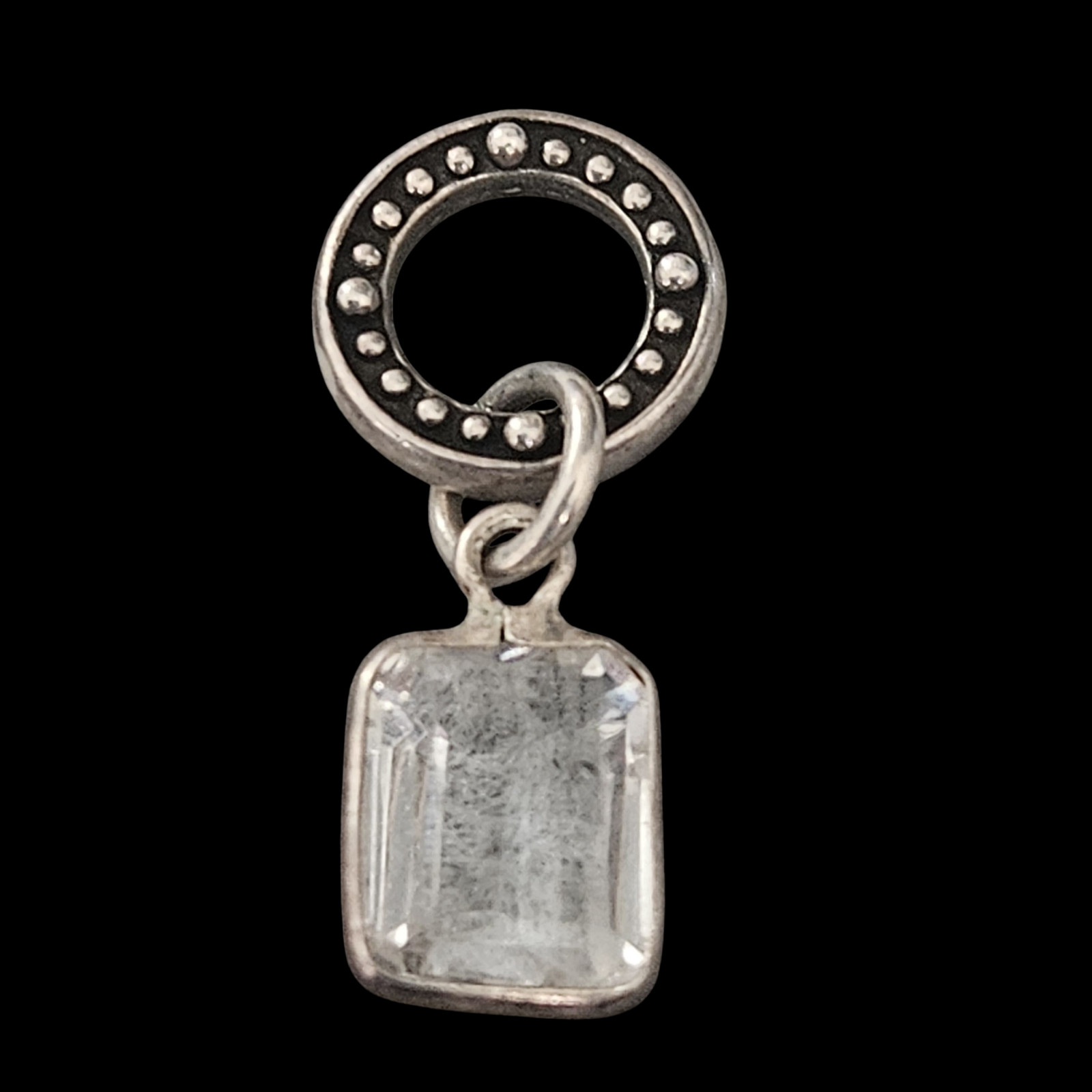 Sterling Silver Rectangular Gem Charm Pendant for… - image 1