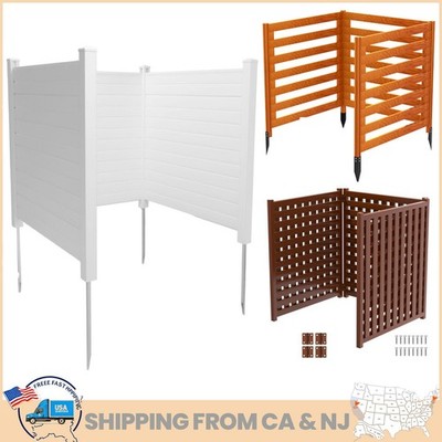 Privacy Fence Panel 3 pcs Outdoor Air Conditioner Trash Can Screen with 4 Stakes