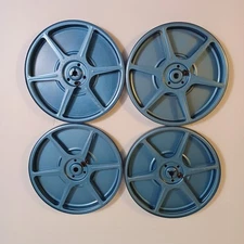 Lot of 4 - 7" Empty 8mm Metal Film Reels w/ Cases
