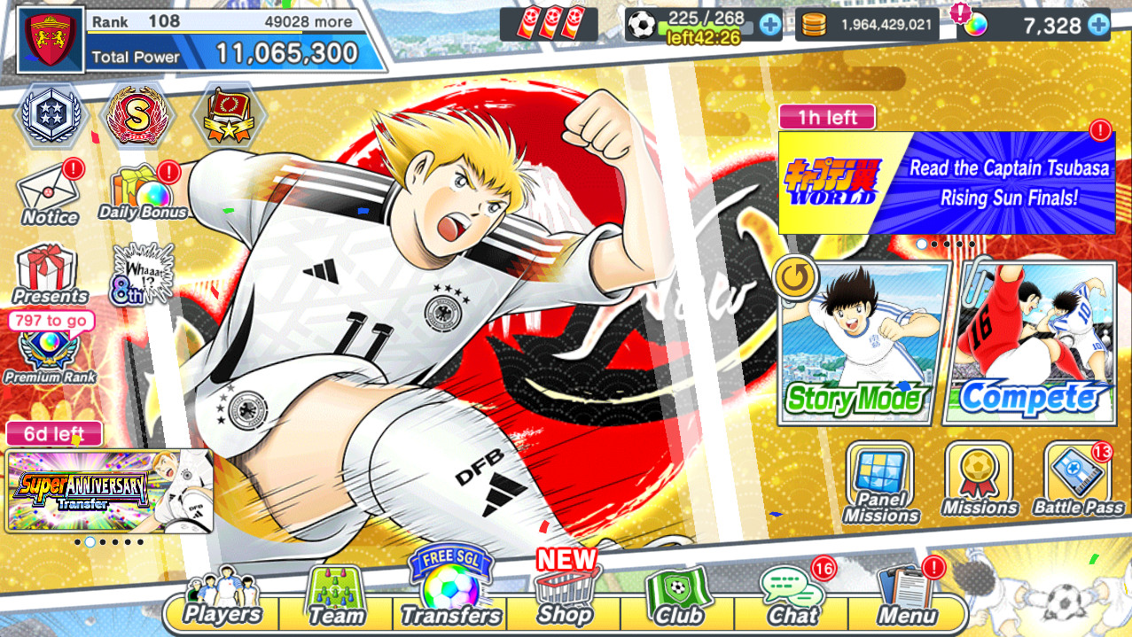 Captain Tsubasa Dream Team alemán completo 7300+ DB