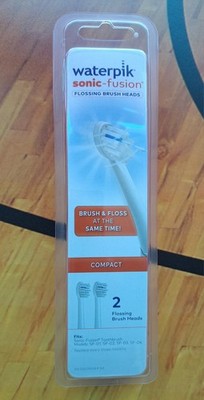 Waterpik Compact 2 Brush Heads Sonic Fusion Flossing Toothbrush SFRB-2WW