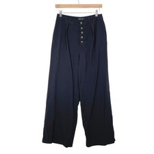Who What Wear Black Pleated Wide Leg Button Fly Trousers Womens 8 Office Classic