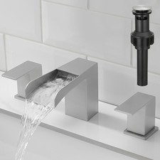 8 Inch Widespread Bathroom Faucet for Sink 3 Hole Brushed Nickel Waterfall ...