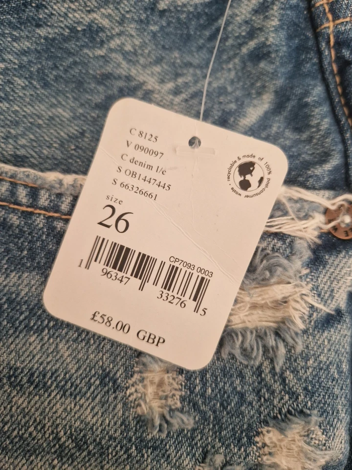 BNWT Free People Good Times Relaxed Denim Shorts Size W26, Rrp £58 - Image 4 of 4