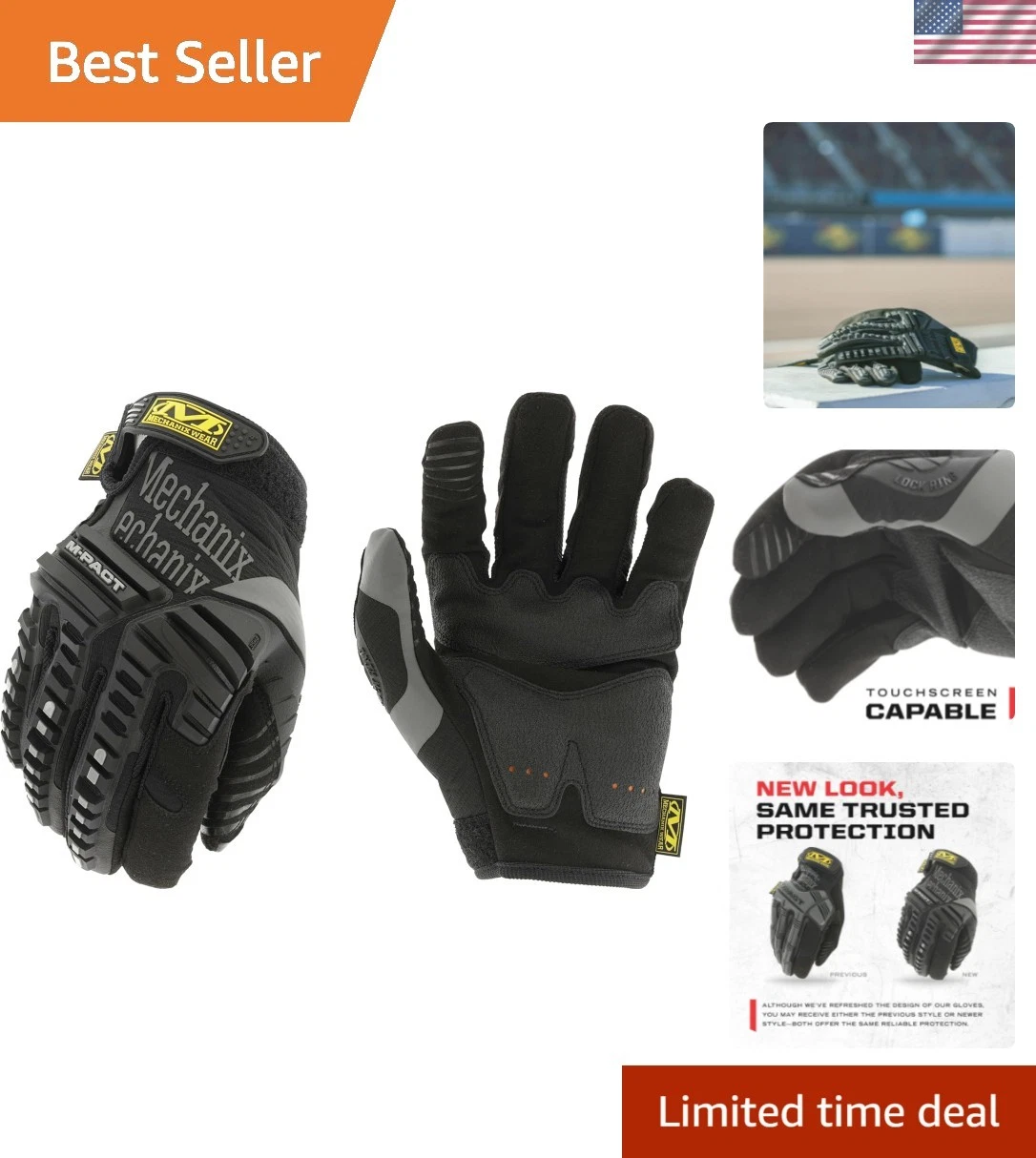 M-Pact Impact Resistant Work Gloves - Durable Safety Gloves for Men - Touchsc...