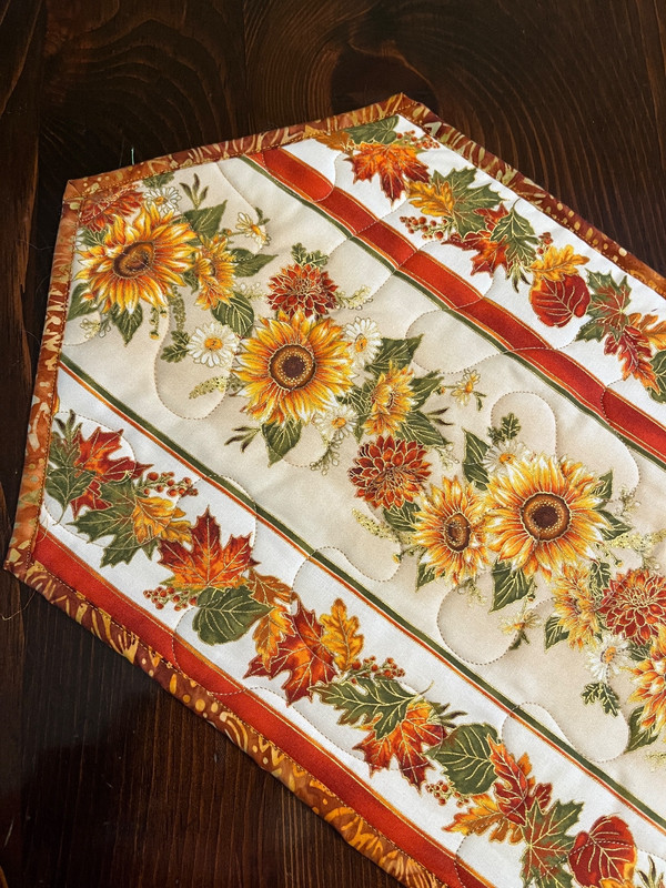 Handcrafted-Quilted Table Runner-NEW-Explosion of Gold- Mar 2026 -Ready for Fall