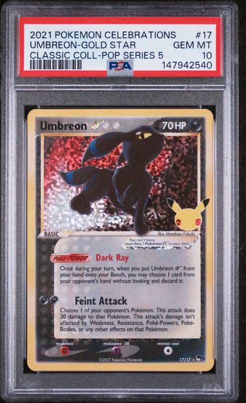 2021 POKEMON CELEBRATIONS CLASSIC COLLECTION #17 UMBREON-GOLD STAR PSA 10