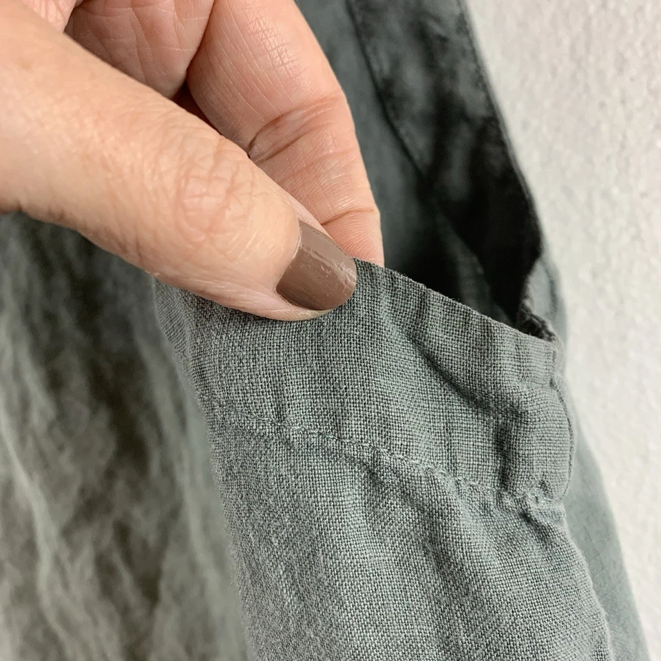 Top con volantes cuadrados 100 % lino talla M verde salvia de gran tamaño Lagenlook Foto 2 de 4