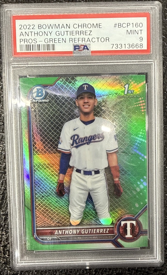 2022 Bowman Chrome Anthony Gutierrez Green Refractor 90 /99 #BCP160 PSA 9