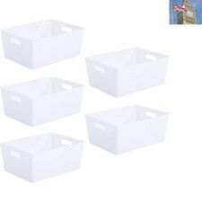Image of Wham Studio 5 x 0.5L Ice White Plastic Storage Baskets - Modern Organizers 35...