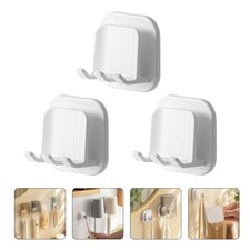 3pcs Wall-mounted Bathroom Toothbrush Holder Gargle Cup Storage Rack White PP