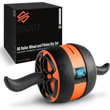 Squatz Digital Ab Roller Wheel - Ultra Wide Stadard, Black, Orange 