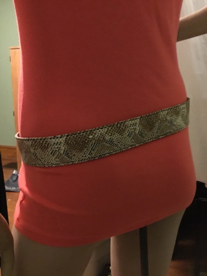 Burberry Brown Leather Belt W/Snakeskin Print Fabric & Bronze Buckle Sz 34/85 - Image 4 of 4