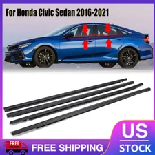 For 2016-2021 Honda Civic Sedan 4pcs Weatherstrip Window Moulding Trim Seal Belt