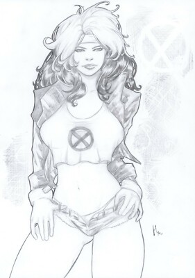 Rogue Original Art By Homero Ricardo (9x12/A4) - Sexy Comic Pin Up
