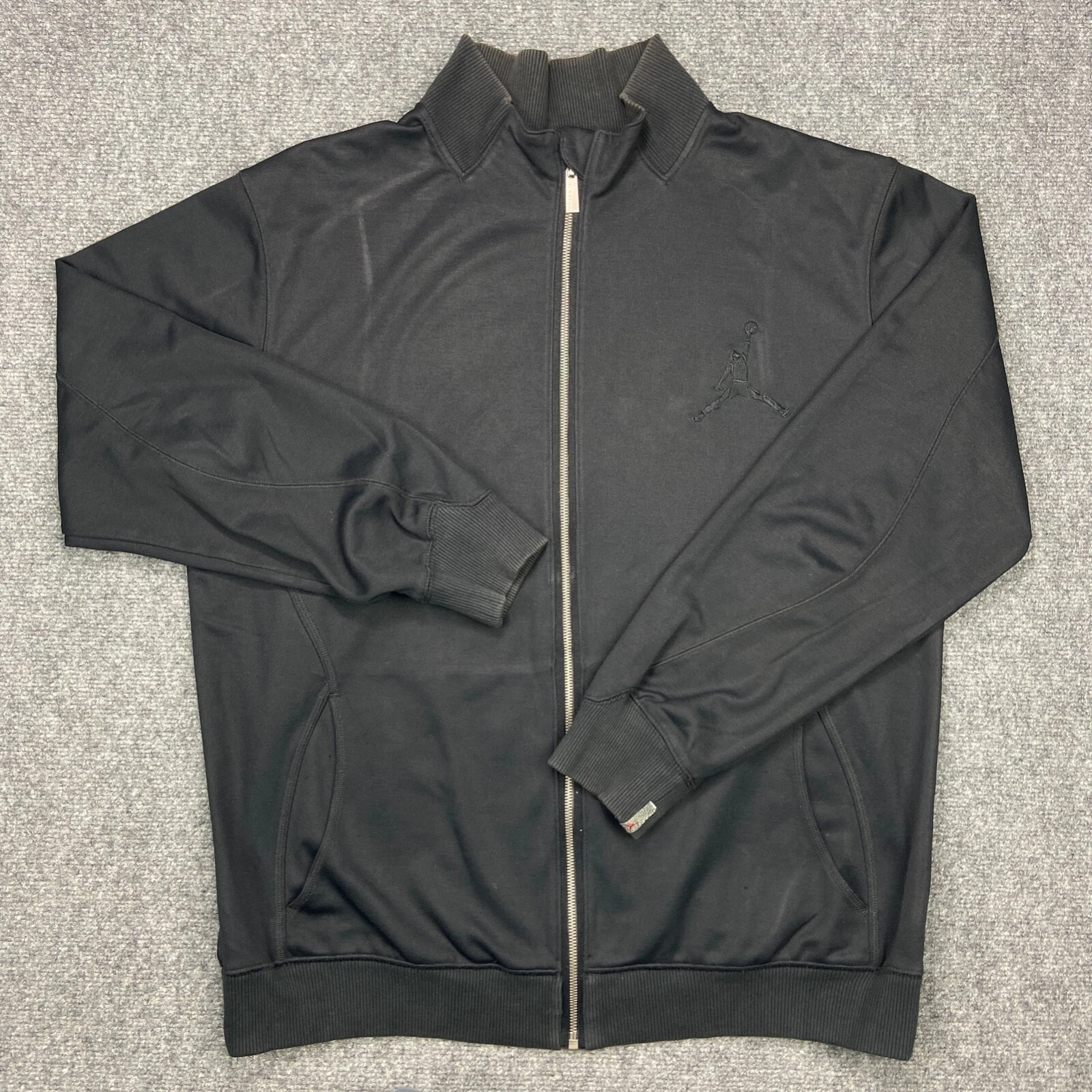 Jordan Jacket Mens Extra Large Black Full Zip Long Sleeve Mock Neck Hand Pockets