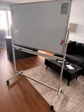 Mobile Whiteboard - Wheels, Marker, Magnetic Eraser - MaxTek - Silver