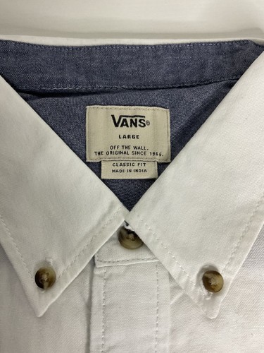 Vans Men's Houser SS Short Sleeve Button Down White Shirt Size L