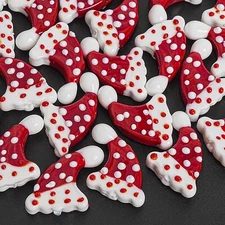33X21MM Handmade Glass White and Red Christmas hat Loose Lampwork Beads /5Pcs