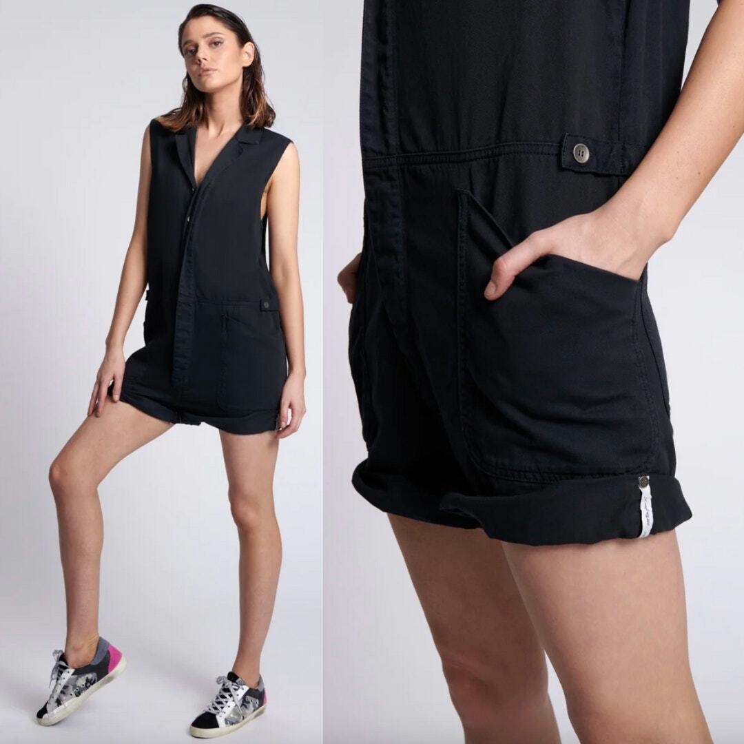 One Teaspoon | Mameluco Denim Bolsillo Parche General Bandit Negro Safari Bandit M